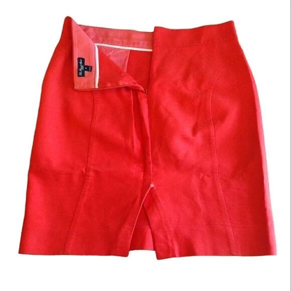 J. Crew Factory The Pencil Skirt Red Orange Cotton Skirt with Pockets Size 8 - Picture 10 of 16